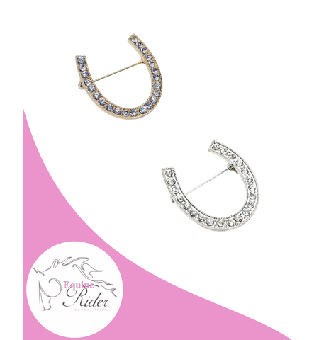 EQUINE RIDER HORSE SHOE BROOCH 